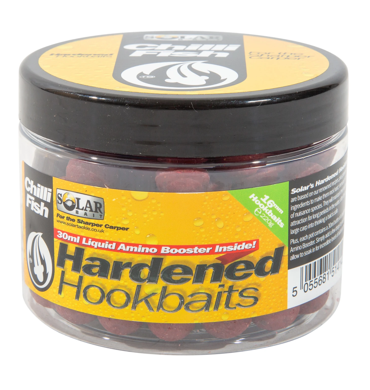 Solar Hardened Hook Baits + Amino Liquid 16Mm Chilli Fish 3 Solar Hardened Hook Baits + Amino Liquid 16Mm Chilli Fish